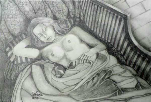 Desenho - Retrato Moça dormindo