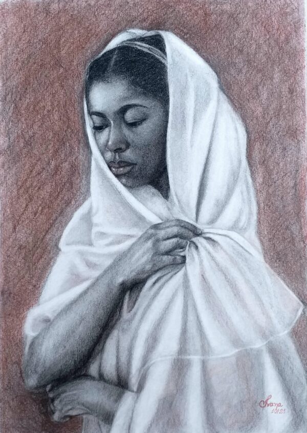 Desenho - Retrato Moça com véu