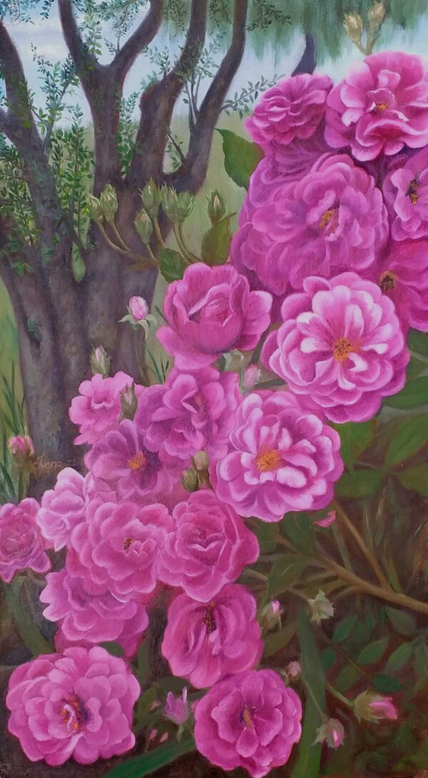 Quadro de Florais - Buquê de Rosas MDF telado